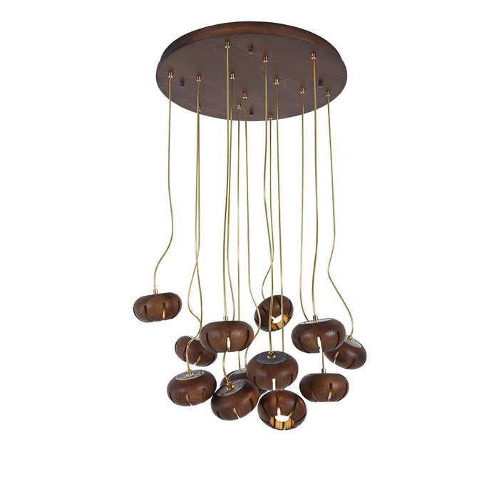 Wood Pumpkin Cluster Chandelier