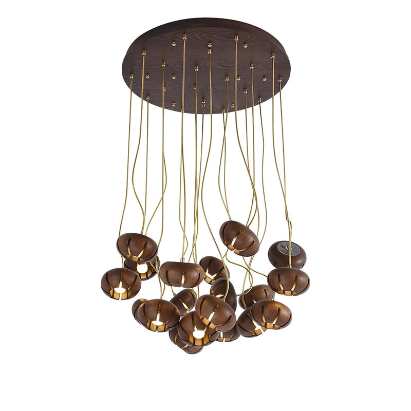 Wood Pumpkin Cluster Chandelier