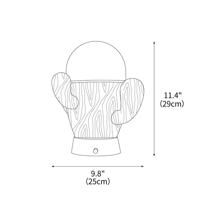 Wooden Cactus Table Lamp