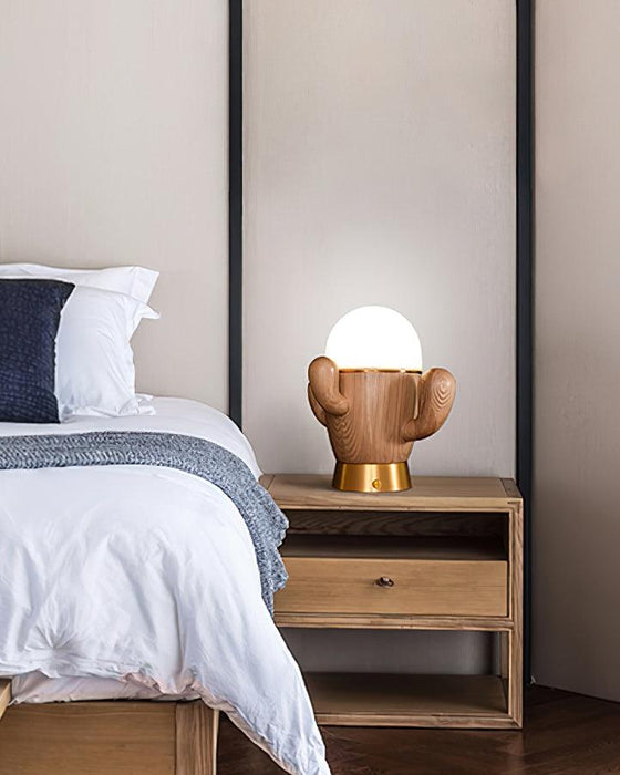 Wooden Cactus Table Lamp