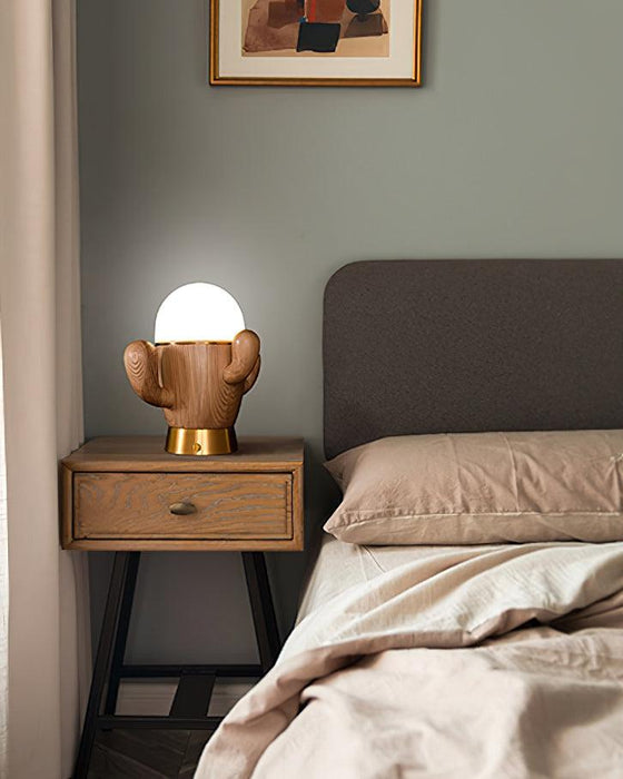 Wooden Cactus Table Lamp