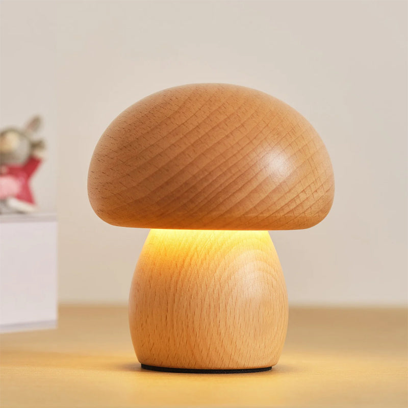 Wooden Mushroom Table Lamp