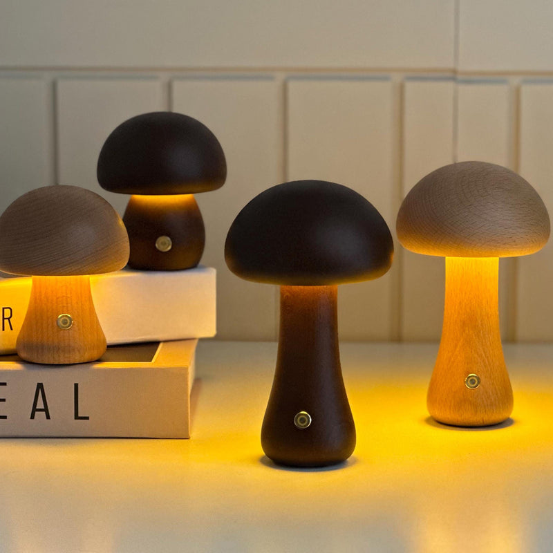Wooden Mushroom Table Lamp