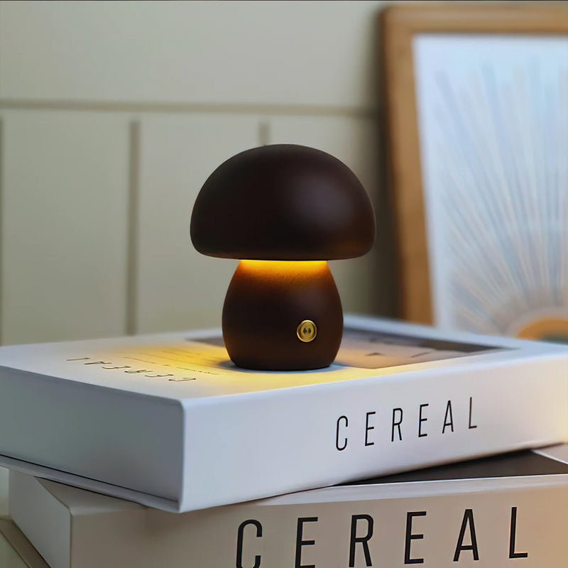 Wooden Mushroom Table Lamp