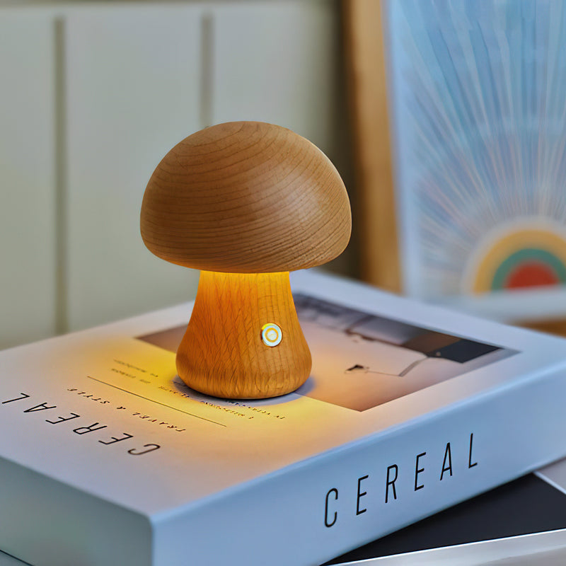 Wooden Mushroom Table Lamp