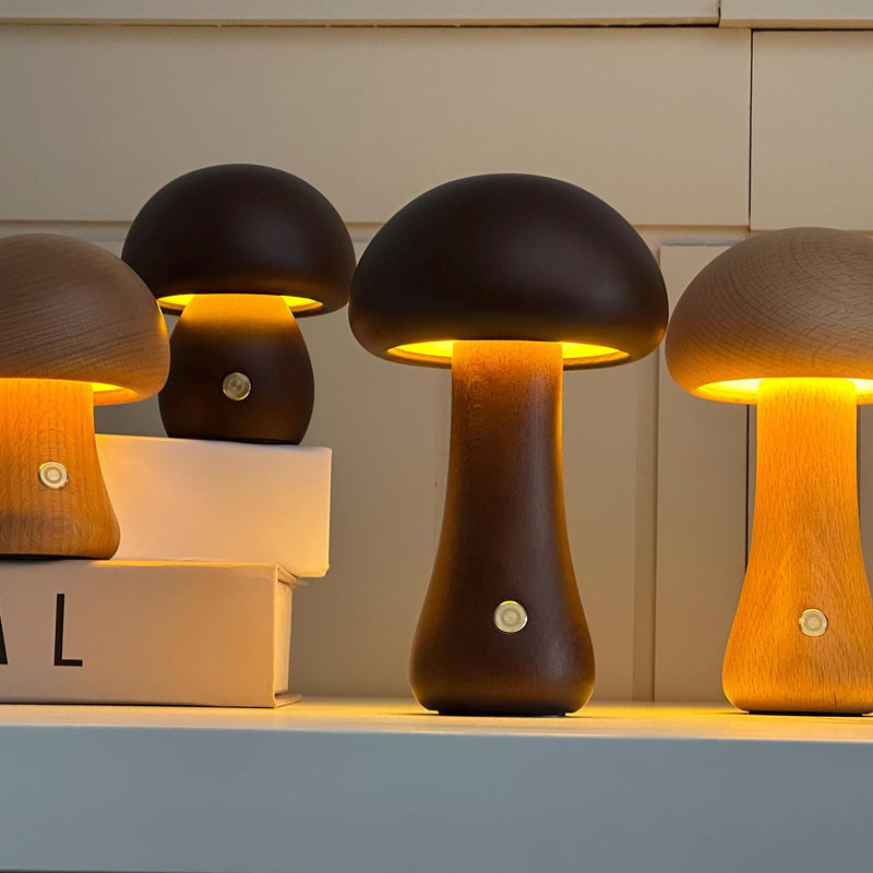 Wooden Mushroom Table Lamp