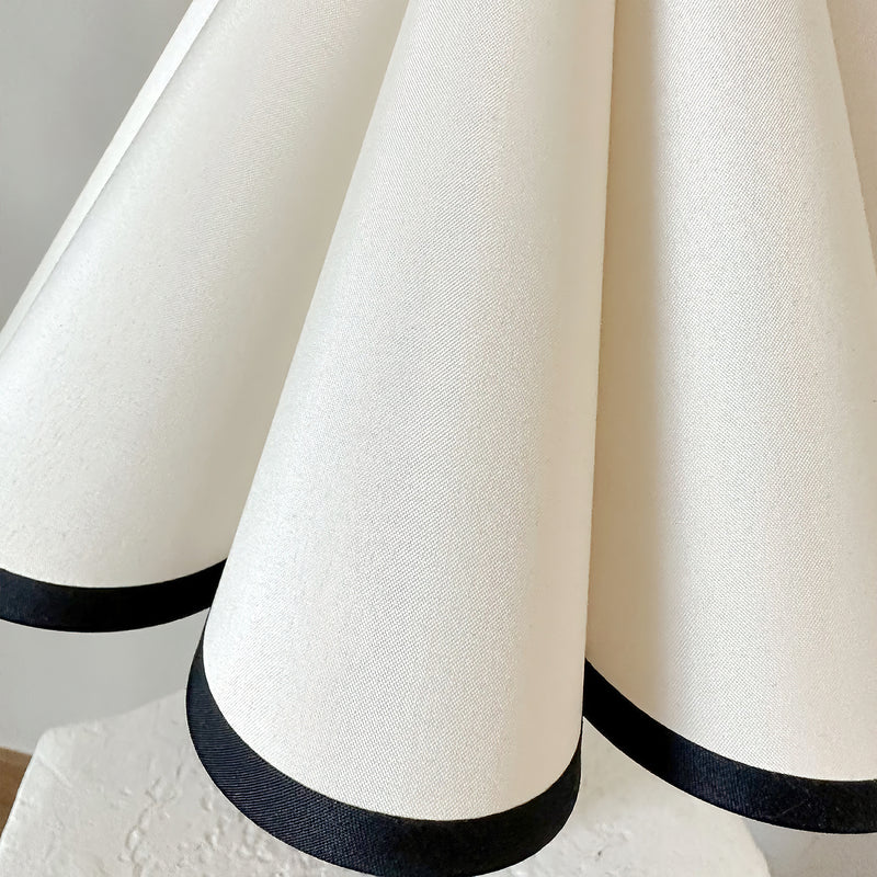 Wooden Pillar Pleated Table Lamp