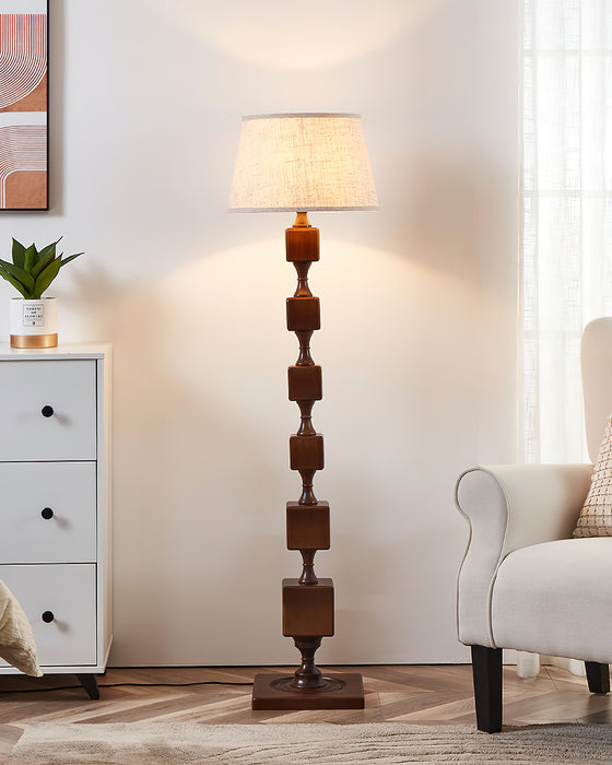 Wooden Square Stack Floor Lamp 19.7"