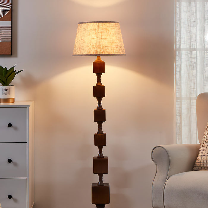 Wooden Square Stack Floor Lamp 19.7"