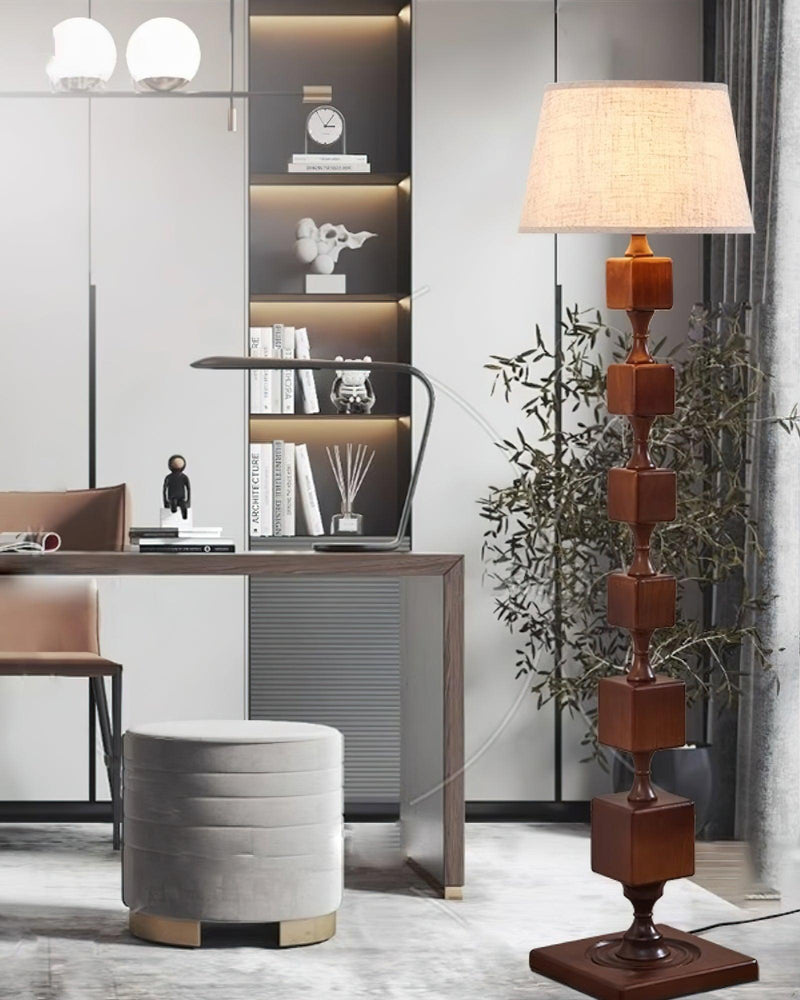 Wooden Square Stack Floor Lamp 19.7"