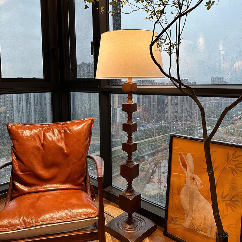 Wooden Square Stack Floor Lamp 19.7"